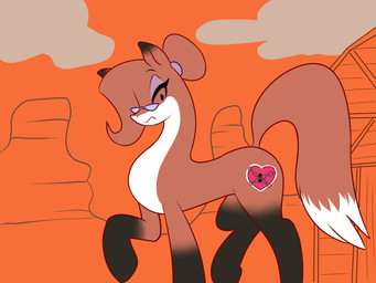 alternate_species cutie_mark desert eyewear farm female feral glasses hair hair_bun hair_over_eye hooves looking_at_viewer makeup mature_female multicolored_body ponification simple_background solo chochi hasbro my_little_pony auntie_vixen canid canine equid equine fox horse hybrid mammal pony hi_res