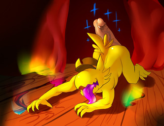 all_fours anthro ass_up barefoot big_penis butt claws clothing disembodied_penis duo eyeless feet fur genitals hat headgear headwear hot_dogging male male/male nude open_mouth penis sex sharp_teeth smile solo_focus stage teeth thick_penis toe_claws tongue tongue_out vein veiny_penis glass0milk a_hat_in_time the_conductor_(ahit) avian bird