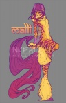 anthro breasts female fur grey_background hair nude purple_body purple_eyes purple_fur purple_hair simple_background smile solo stripes yellow_body yellow_fur inkfall malli equid equine felid horse hybrid mammal pantherine tiger distracting_watermark watermark