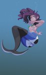 alternate_species big_butt blue_eyes butt female genitals hair legless long_hair looking_at_viewer purple_hair pussy rumpy_apode solo split_form underwater water polyle zone-tan marine merfolk hi_res