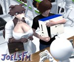 anthro barely_visible_areola big_breasts bodily_fluids box breasts brown_hair clothed clothing console container duo female group hair male male/female money ps5 purse smile tail tears usd joelsfm bluejuicyjuice_(modeler) ludexus_(modeler) beastars playstation playstation_5 sony_corporation sony_interactive_entertainment joel_(joelsfm) juno_(beastars) human humanoid mammal 2025 3d_(artwork) digital_media_(artwork) hi_res meme source_filmmaker_(artwork)