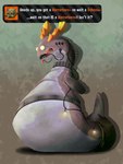 after_vore ambiguous_gender belly big_belly feral huge_belly overweight sharp_teeth simple_background solo teeth text vore malachi21148 nintendo splatoon fish horrorboros marine salmonid_(fish) 2023 3:4 absurd_res english_text hi_res