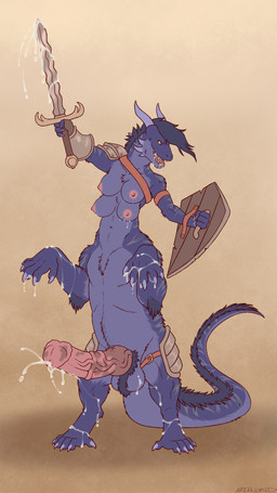 4_breasts animal_genitalia animal_penis armor big_penis bodily_fluids breasts cum cum_everywhere ejaculation equine_genitalia equine_penis genital_fluids genitals gynomorph horn huge_penis hyper hyper_genitalia hyper_penis intersex melee_weapon messy multi_breast penis pose shield solo sword vein veiny_penis weapon maddworld konrad_(skanra) taur 9:16 hi_res
