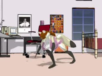 anthro bed bedroom big_breasts breast_squish breasts brown_hair clothed clothing computer electronics exercise female fur furniture hair huge_breasts push-up solo squish yellow_body yellow_fur portia_(artist) portia_(portia) canid canine fox mammal 3d_(artwork) 3d_animation 4:3 animated digital_media_(artwork) low_res no_sound short_playtime video