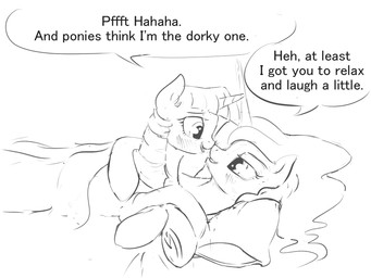 dialogue duo female feral hooves horn text underhoof silfoe friendship_is_magic hasbro my_little_pony mythology princess_luna_(mlp) twilight_sparkle_(mlp) equid equine mammal mythological_creature mythological_equine unicorn 2015 4:3 english_text hi_res monochrome