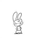 :3 ambiguous_gender anthro chibi clothed clothing falling hands_on_hips lying motion_lines on_back simple_background solo standing symbol-shaped_eyes tongue tongue_out unusual_eyes vr_headset white_background wounded x_eyes fuel_(artist) vrbit_(comicanon) lagomorph leporid mammal rabbit 2018 2d_animation animated greyscale monochrome short_playtime