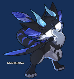 4_toes anthro black_body black_fur chibi eyewear feathered_wings feathers feet fur glasses horn inner_ear_fluff tail toes tuft white_body white_fur wings blitzdrachin conditional_dnp mythology dragon mythological_creature mythological_scalie reptile scalie alpha_channel