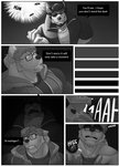 anthro beard bodily_fluids canid canine canis clothed clothing comic dialogue domestic_dog duo english_text eyewear facial_hair glasses hi_res hoodie ken_(sush1d0g3) male male/male mammal scared sound_effects speech_bubble sush1d0g3 tears text topwear