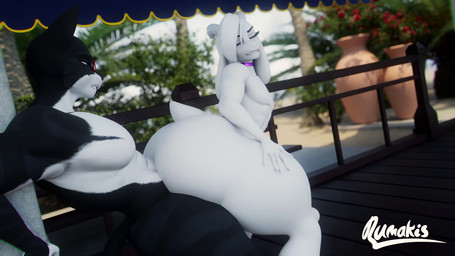 2_horns 5_fingers abs anal anal_penetration anthro anthro_on_anthro anthro_on_bottom anthro_on_top anthro_penetrated anthro_penetrating anthro_penetrating_anthro anthro_penetrating_male balls beach big_butt black_body black_eyebrows black_fur bouncing_butt butt butt_jiggle cheek_tuft collar duo erection eyebrows eyewear eyewear_only facial_tuft fangs femboy fingers floor from_behind_position fur genitals glasses glasses_only hair horn huge_butt interspecies jiggling long_legs looking_pleasured male male/male male_on_bottom male_on_top male_penetrated male_penetrating male_penetrating_anthro male_penetrating_male multicolored_body multicolored_fur nude nude_anthro nude_male on_bottom on_top one_eye_closed palm_tree penetration penile penile_penetration penis_in_ass plant purple_collar red_eyewear red_glasses sex small_tail tail teeth thick_thighs tree tuft wearing_glasses whisker_spots white_body white_fur white_hair wink wood wood_floor rumakis undertale undertale_(series) asriel_dreemurr bovid caprine domestic_cat felid feline felis goat mammal 16:9 2026 3d_(artwork) 3d_animation animated digital_media_(artwork) english_description hi_res loop short_playtime sound video widescreen