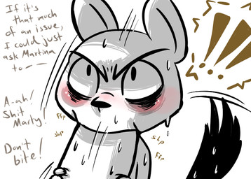 angry anthro big_penis blush bodily_fluids dialogue duo fellatio genitals larger_male male male/male oral penile penis penis_bite sex simple_background size_difference smaller_male solo_focus surprised sweat text wide_eyed inkyfrog disney pack_street zootopia fan_character marty_(weaver) remmy_cormo bovid caprine domestic_sheep mammal mustelid musteline sheep stoat true_musteline weasel english_text