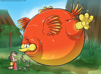 air_inflation air_pump_in_mouth belly belly_expansion big_belly body_inflation duo expansion female hose hose_in_mouth hose_inflation huge_belly inflation male male/female spherical_inflation banjo-kazooie rareware banjo_(banjo-kazooie) kazooie avian bear breegull mammal hi_res
