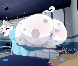 anthro anus big_breasts big_butt breasts butt clothing dialogue female fur genitals hat headgear headwear hospital huge_breasts huge_butt looking_back male musky_butt nurse_clothing nurse_hat nurse_headwear nurse_uniform solo text thick_thighs uniform vulva white_body white_fur wide_hips kenxwhack animal_hospital head_nurse_(animal_hospital) domestic_cat felid feline felis mammal 2026 digital_drawing_(artwork) digital_media_(artwork) english_text hi_res