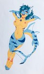 anthro breasts female fin fur genitals nude pussy solo 1000punches bandai_namco digimon axela fan_character digimon_(species) fish furred_shark marine shark absurd_res hi_res