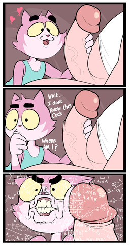 anthro big_glans big_penis border comic_panel dialogue duo erection genitals humanoid_genitalia humanoid_penis male male/male penis text white_border conditional_dnp erobos roz_(erobos) domestic_cat felid feline felis mammal absurd_res character_request english_text hi_res