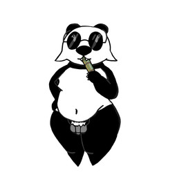 anthro bamboo belly big_butt butt claws eating eyewear female food foreskin genitals glasses gynomorph holding_food holding_object intersex mute nerd overweight overweight_female penis pubes pubes_exposed shortstack solo teeth thick_thighs wearing_glasses frutigooner mei_(frutigooner) bear giant_panda mammal 1:1 trans_(lore) trans_woman_(lore)
