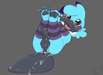 balls blush bodily_fluids butt clothing cum cum_on_balls cum_on_butt cum_on_tail feral genital_fluids genitals knot legs_up legwear lying male on_back pawpads presenting solo stockings tail benji_(artist) crema_(company) temtem petty_the_platypet mammal monotreme platypet_(temtem) platypus temtem_(species) absurd_res hi_res