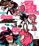 anthro clothed clothing corset crossdressing dialogue dress duo fangs female green_eyes lingerie makeover makeup makeup_brush male male/female paws red_eyes speech_bubble teeth topwear mercurio-shadowz sega sonic_the_hedgehog_(series) amy_rose shadow_the_hedgehog eulipotyphlan hedgehog mammal comic hi_res
