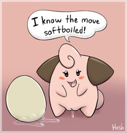 big_egg blush bodily_fluids brown_body dripping egg female genital_fluids gradient_background head_tuft open_mouth pink_body red_eyes simple_background snaggle_tooth tail text tuft vaginal_fluid_drip vaginal_fluids young young_female heshieokf nintendo pokemon cleffa generation_2_pokemon pokemon_(species) 2023 english_text hi_res
