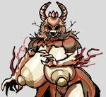 areola big_breasts blonde_hair breasts brown_areola brown_horn brown_nipples clothed clothing coronation_day_(creepypasta) creepypasta crown dress ear_piercing empty_eyes exposed_breasts eyelashes female genitals grey_background hair headgear horn horned_humanoid huge_breasts humanoid hyper hyper_breasts leandrippington looking_at_viewer mario_bros monster monstrous_humanoid nintendo nipples no_underwear open_mouth open_smile piercing pink_clothing pink_dress princess_peach pussy simple_background smile solo tan_body tan_skin tendrils thick_thighs torn_clothing torn_dress wide_hips