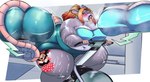 anthro athletic_wear biker blonde_hair blush bodily_fluids bottomwear breasts breath buckteeth butt clothed clothing exercise exhausted female gym hair highlights_(coloring) leg_tattoo long_tail looking_up musk musk_clouds obese obese_anthro obese_female overweight overweight_anthro overweight_female panting ponytail saliva shorts side_panel simple_background solo spandex spandex_shorts sweat sweaty_breasts sweaty_butt sweaty_legs sweaty_thighs tail tattoo teeth tight_bottomwear tight_clothing tight_shorts tongue tongue_out topwear lionberrymochi cupquake mammal mouse murid murine rodent absurd_res hi_res