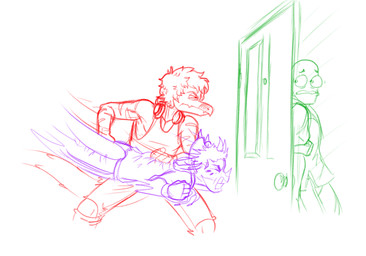angry anthro battering_ram biped bottomwear clenched_teeth clothed clothed_anthro clothed_female clothed_male clothing door electronics eyes_closed eyes_mostly_closed facial_horn feathered_tail feathers female frown group hair headphones headphones_around_neck hiding horn long_tail male narrowed_eyes pants scared shirt short_hair side_view simple_background standing tail tank_top teeth topwear torn_bottomwear torn_clothing torn_pants trio white_background wide_eyed protonmono cavemanon_studios goodbye_volcano_high ko_op_(game_developer) snoot_game anon_(snoot_game) reed_(gvh) trish_(gvh) ceratopsian ceratopsid chasmosaurine dinosaur dromaeosaurid human mammal marginocephalian ornithischian prehistoric_species reptile saurischian scalie theropod triceratops velociraptor colored sketch