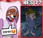 anthro clothed clothing duo female fur male male/female mature_anthro mature_female open_mouth screencap simple_background smile speech_bubble text tongue tongue_out young callmewritefag disney robin_hood_(disney) zamn maid_marian skippy canid canine fox lagomorph leporid mammal rabbit red_fox true_fox 2025 colored digital_drawing_(artwork) digital_media_(artwork) english_text hi_res meme shaded