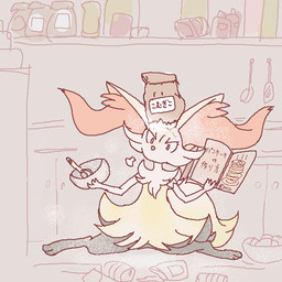 3_fingers 3_toes ambiguous_anthro ambiguous_gender anthro arm_tuft big_tail biped black_body black_fur book bowl breath cheek_tuft chest_tuft container cooking detailed_background digitigrade error eyelashes facial_tuft feet fingers flat_chested flour fur holding_object inner_ear_fluff inside kitchen_utensils looking_at_viewer markings messy multicolored_body multicolored_fur nude_ambiguous nude_anthro on_model orange_body orange_eyes orange_fur orange_nose pointy_ears prick_ears shoulder_tuft sitting solo stick stick_in_tail tail tail_markings text toes tools tuft wariza whisk white_body white_fur yellow_body yellow_fur yellow_tail gd-058 nintendo pokemon braixen canid generation_6_pokemon mammal pokemon_(species) 2017 aliasing binary_drawing digital_drawing_(artwork) digital_media_(artwork) dithering full-length_portrait japanese_text portrait source_request translated unavailable_at_source female_(lore)