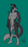 anthro balls genitals horn male nude penis smile solo standing hunterramirez sergal 3:5 hi_res