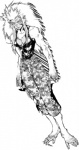 breasts clothed clothing duo female fur hair hanuma long_hair looking_at_viewer text yumemakura_baku kouya_ni_kemono_doukokusu makura tomoe ape haplorhine human mammal monkey primate japanese_text monochrome