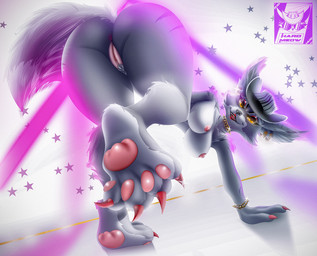all_fours anthro anus ass_up bent_over big_breasts big_butt breasts butt butt_focus claws clothing collar dominant dominant_female dominatrix ear_piercing ear_ring feet female foot_fetish genitals legwear lingerie lipstick low-angle_view makeup nails nipples nude panties pawpads paws piercing presenting presenting_hindquarters pubes raised_leg raised_paw raised_tail ring_piercing side_boob solo stockings tail teasing thick_tail thick_thighs toe_claws tuft under_boob underwear vulva wide_hips hardmeow blizzard_entertainment warcraft argiopa canid canine fennec_fox fox mammal true_fox vulpera hi_res