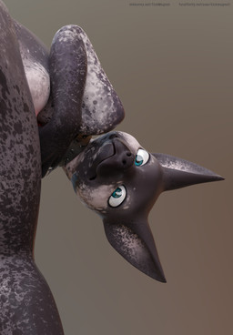 anthro anthrofied athletic athletic_anthro biped black_ears blue_eyes breasts brown_background female flat_chested lens_flare long_ears looking_at_viewer low-angle_view markings medium_breasts multicolored_body multicolored_skin neutral_expression nipples pink_inner_ear pink_nipples pupils realistic simple_background slim solo spots spotted_body spotted_skin tailless text two_tone_body two_tone_skin white_body white_skin tickmagnet canid canine canis domestic_dog mammal 2021 3d_(artwork) detailed digital_media_(artwork) hi_res url watermark