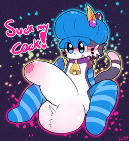 anthro arm_warmers armwear balls bell bell_collar big_balls big_penis black_body black_fur blue_eyes blush clothing collar dialogue facial_tuft fangs femboy footwear foreskin fur genital_focus genitals happy hat headgear headwear huge_balls huge_penis hyper hyper_balls hyper_genitalia hyper_penis legwear looking_at_viewer male nude nude_anthro nude_male open_mouth open_smile pattern_clothing pattern_footwear pattern_legwear pattern_socks pattern_stockings pattern_thigh_highs penis penis_focus presenting presenting_balls presenting_penis smile smiling_at_viewer socks solo stockings striped_clothing striped_footwear striped_legwear striped_socks striped_stockings striped_thigh_highs stripes tail teeth text thigh_highs tuft white_body white_fur zaaru zaku_(zaaru) domestic_cat felid feline felis mammal hi_res