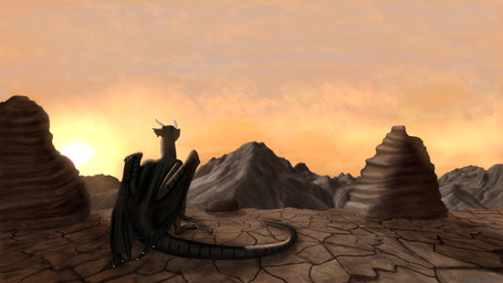 black_body desert feral male mountain solo sunset tail dragon.studio european_mythology mythology dragon mythological_creature mythological_scalie scalie western_dragon 16:9 4k absurd_res hi_res widescreen