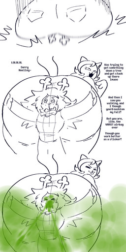 anthro antlers big_butt blep bodily_fluids buckteeth butt butt_crush butt_focus butt_slam dazed dialogue dominant dominant_female duo electronics eyelashes eyes_closed fart fart_cloud fart_fetish farting_on_another female female/female flattened forced freckled_face freckles green_fart_cloud hair headphones horn huge_butt larger_female listening_to_music long_eyelashes long_hair motion_lines oblivious scared size_difference spiral spiral_eyes sweat tears teeth text tongue tongue_out ti-ling deltarune undertale_(series) catty_cattenheimer noelle_holiday deer mammal new_world_deer reindeer absurd_res digital_media_(artwork) english_text hi_res long_image tall_image