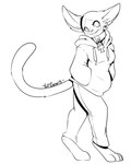 ankh anthro clothed clothing collar ear_piercing female fully_clothed hairless hoodie looking_at_viewer piercing smile solo standing topwear nut-case amunet domestic_cat felid feline felis hairless_cat mammal sphynx_(cat) 2014 4:5 digital_media_(artwork) line_art monochrome