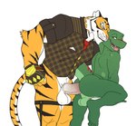 2024 anal anal_penetration anthro anthro_on_anthro anthro_penetrated anthro_penetrating anthro_penetrating_anthro balls butt clothed clothing duo epic_games felid fortnite genitals hi_res lizard looking_at_another looking_at_partner looking_back looking_pleasured male male/male male_penetrated male_penetrating male_penetrating_male mammal muscular muscular_anthro muscular_male nude one_eye_closed open_mouth open_smile oscar_(fortnite) pantherine partially_clothed penetration penile penile_penetration penis raised_tail reptile scalie sex seyrmo smile tail tiger toki_(character) vein veiny_penis