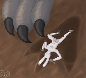 ambiguous_gender anthro claws duo feet fur macro micro nude sex shaking shivering simple_background step_pose step_position stepped_on stepping toes malekart dinosaur lagomorph leporid mammal prehistoric_species rabbit reptile scalie digital_drawing_(artwork) digital_media_(artwork) hi_res shaded signature
