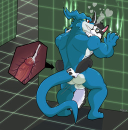 against_surface against_wall anal anal_penetration anthro bodily_fluids butt claws cum cum_inside duo ejaculation genital_fluids looking_at_viewer male male/male motion_lines muscular muscular_anthro muscular_arms muscular_male paws penetration sex nohum bandai_namco digimon mythology canid canine canis digimon_(species) domestic_dog dragon exveemon husky mammal mythological_creature mythological_scalie nordic_sled_dog scalie spitz absurd_res hi_res