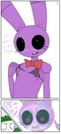 2019 5_fingers absurd_res animatronic anthro behind_glass bikini bikini_lift bikini_top black_outline blush bonnie_(fnaf) border bow_tie bra bra_lift breasts buckteeth clothing comic cracks dialogue digital_drawing_(artwork) digital_media_(artwork) duo english_text eye_contact female fingers five_nights_at_freddy's green_clothing green_hat green_headwear hat headgear headwear hi_res human human_on_anthro humor interspecies joints lagomorph leporid looking_at_another looking_at_viewer machine male male/female mammal mike_schmidt multiple_images nipples open_mouth outline presenting presenting_breasts purple_body rabbit red_bow_tie roadiesky robot scottgames simple_background small_breasts speech_bubble stare style_emulation swimwear teeth text text_on_clothing text_on_hat text_on_headwear underwear weaver_bonnie white_background white_border window