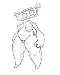 belly big_forearms big_pussy breasts female floating_head forearms genitals mascot nude pussy short_stack size_difference slightly_chubby smaller_female solo thick_thighs wide_hips chokinghazard wipeout_(racing_game) curly_(wipeout) humanoid hi_res monochrome sketch