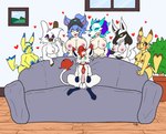 animal_genitalia animal_penis anthro breasts feline_genitalia feline_penis female furniture genitals group male male/female penis size_difference sofa tail kure_uwu_(artist) nintendo piper_perri_surrounded pokemon belu_miranda_(character) fan_character kai_mew-(character) sparkchu generation_1_pokemon generation_4_pokemon generation_8_pokemon hisuian_form hisuian_zorua humanoid hybrid legendary_pokemon lucario mew_(pokemon) pikachu pokemon_(species) regional_form_(pokemon) alternate_version_at_source hi_res meme