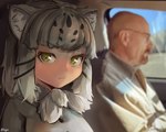 bald beard blurred_background car clothed clothing day duo eyewear facial_hair female glasses grey_hair hair inner_ear_fluff inside_car jacket looking_at_viewer male markings photo_background real topwear tuft vehicle shiga_96 breaking_bad kemono_friends pallas's_cat_(kemono_friends) walter_white animal_humanoid cat_humanoid felid felid_humanoid feline feline_humanoid human humanoid mammal mammal_humanoid pallas's_cat absurd_res hi_res photography_(artwork)