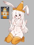 anthro breasts clothing cone female fluffy footwear genitals hair knee_highs knee_socks legwear long_hair pussy reference_image scut_tail short_tail socks solo tail white_body sputnik21 roblox lagomorph leporid mammal rabbit 3:4