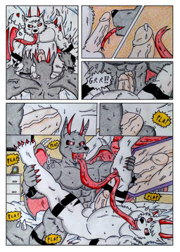 2_horns abs anal anal_penetration anthro arm_spikes arm_tattoo balls barazoku bed bedroom belly biceps big_belly big_muscles big_pecs bird's-eye_view black_body black_fur black_penis black_sclera bodily_fluids claws comic_panel corruption cum demonic demonic_eyes dialogue dripping drooling drooling_tongue duo erection fingers frottage fur furniture genital_fluids genitals glowing glowing_eyes heart_symbol high-angle_view horn humanoid_genitalia humanoid_penis internal internal_anal leaking_precum leg_spikes legs_up licking long_tongue lying male male/male male_penetrated male_penetrating male_penetrating_male manly markings musclegut muscular muscular_anthro muscular_male nude onomatopoeia open_mouth oral overweight overweight_anthro overweight_male pecs penetration penile penis penis_lick penises_touching pink_penis plap precum precum_drip precum_on_penis red_eyes red_sky saliva sex shoulder_spikes sky smile sound_effects speech_bubble spikes spikes_(anatomy) sweat sweatdrop sweaty_genitalia sweaty_penis tattoo teeth text thick_penis tongue tongue_out tongues_touching touching_belly touching_leg vein veiny_penis white_body white_fur window window_curtains wings dashthefox canid canine canis demon jackal mammal wolf absurd_res colored_pencil_(artwork) comic english_text hi_res traditional_media_(artwork)