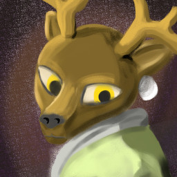 anthro classical_art clothing ear_piercing horn male piercing solo otterwolfashe cervine deer mammal 1:1 digital_media_(artwork) digital_painting_(artwork) hi_res painting_(artwork)
