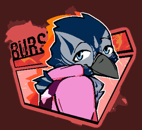 anthro beak blue_body blue_feathers clothing feathers gameplay_mechanics grey_body grey_feathers jacket male meter solo text topwear user_interface catjamn avian 2022 aliasing digital_media_(artwork) english_text icon low_res