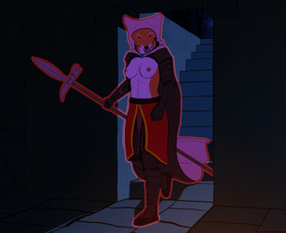 anthro areola armor breasts cape casual_exposure clothed clothing coat dress exposure_variation female halberd invader medieval_armor melee_weapon nipples partially_clothed polearm solo staff topless topless_female topwear weapon rebeldragon101 dark_souls disney elden_ring fromsoftware robin_hood_(disney) maid_marian canid canine fox mammal red_fox true_fox hi_res