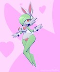 absurd_res big_breasts bow_tie breasts clothing collar costume fake_ears fake_rabbit_ears featureless_feet feet female gardevoir generation_3_pokemon hair hair_over_eye hi_res huge_breasts humanoid hyperflannel nintendo not_furry one_eye_obstructed pasties pokemon pokemon_(species) reverse_bunny_costume simple_background smile solo thick_thighs