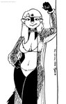 2022 anthro bikini black_and_white breasts clothed clothing ear_piercing ear_ring female fur hair hand_on_hip hi_res jewelry kelly_o'dor leaning_on_wall looking_at_viewer mammal mephitid monochrome navel necklace piercing ring_piercing skunk solo swimwear tegerio whiskers zandar's_saga