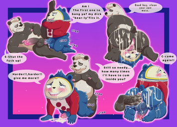5_fingers 5_toes all_fours anal anal_orgasm anal_penetration anthro anthro_on_anthro anthro_penetrated anthro_penetrating anthro_penetrating_anthro anus areola backsack balls begging begging_for_more belly big_belly big_butt bite biting_lip biting_own_lip black_balls black_body black_fur black_nose black_penis blue_balls blue_body blue_fur blue_penis blush bodily_fluids bottomless butt clap clap_(sound_effect) clothed clothed/nude clothing cum cum_from_ass cum_from_nose cum_in_ass cum_in_nose cum_inside cum_on_butt cum_on_face cum_on_ground cum_on_tongue cumshot dialogue disembodied_penis doggystyle drooling duo ejaculation erection eye_roll facesitting feet fingers from_behind_position fucked_silly fur genital_fluids genitals glans good_boy hands-free harder humanoid_genitalia humanoid_penis intraspecies kneeling leg_glider_position licking looking_pleasured lying male male/male male_penetrated male_penetrating male_penetrating_male moobs motion_lines multicolored_body multicolored_fur multiple_orgasms multiple_positions narrowed_eyes nipple_fetish nipple_pinch nipple_play nipples nude on_back on_side one_eye_closed one_leg_up onomatopoeia open_mouth open_smile oral orgasm orgasm_face overweight overweight_male penetration penile penile_penetration penis penis_backwards penis_in_ass pet_praise pinch praise profanity purple_background raised_leg rear_view rimming rimming_male saliva self_bite sex short_tail simple_background sitting sitting_on_another smile sound_effects tail tears tears_of_pleasure teeth text toes tongue tongue_out topwear topwear_only two_tone_body two_tone_fur vein veiny_penis versatile white_body white_fur yellow_eyes mkcrown atlus megami_tensei persona_(series) persona_4 sega teddie_(persona) bear giant_panda mammal 2020 english_text hi_res